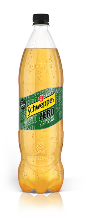 1,25 Liter Flasche Schweppes American Ginger Ale Zero.