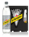 1,0 Liter Flaschen Schweppes Dry Tonic Water im 6er-Kasten.