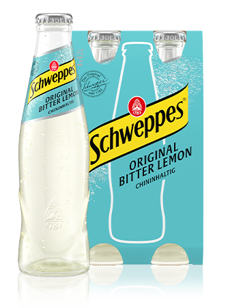 0,2 Liter Flaschen Schweppes Original Bitter Lemon im 4er Mehrwegpack.