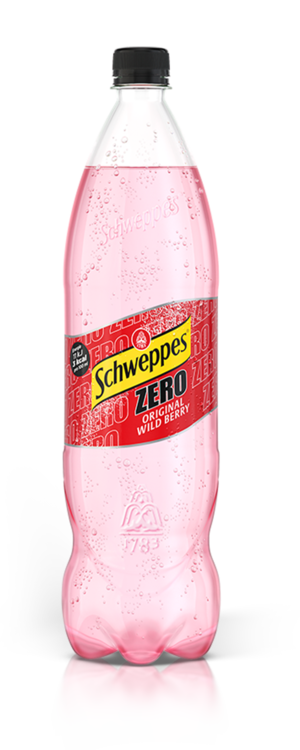 1,25 Liter Flasche Schweppes Original Wild Berry Zero.