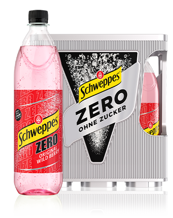 1,0 Liter Flaschen Schweppes Original Wild Berry Zero im 6er-Kasten.