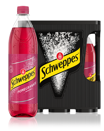 1,0 Liter Flaschen Schweppes Pomegranate im 6er-Kasten.