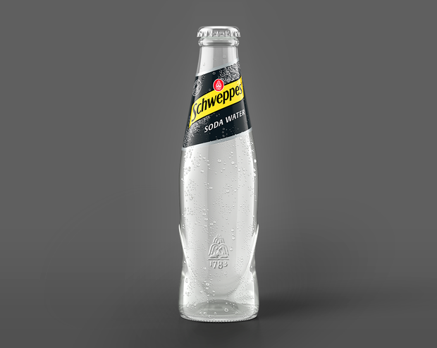 0,2 Liter Alice Flasche Schweppes Soda Water.