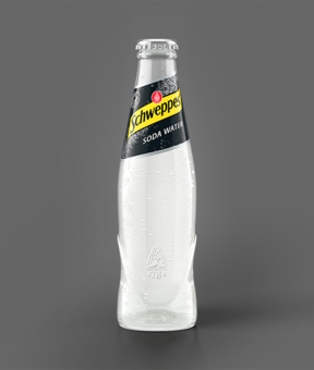 0,2 Liter Alice Flasche Schweppes Soda Water.
