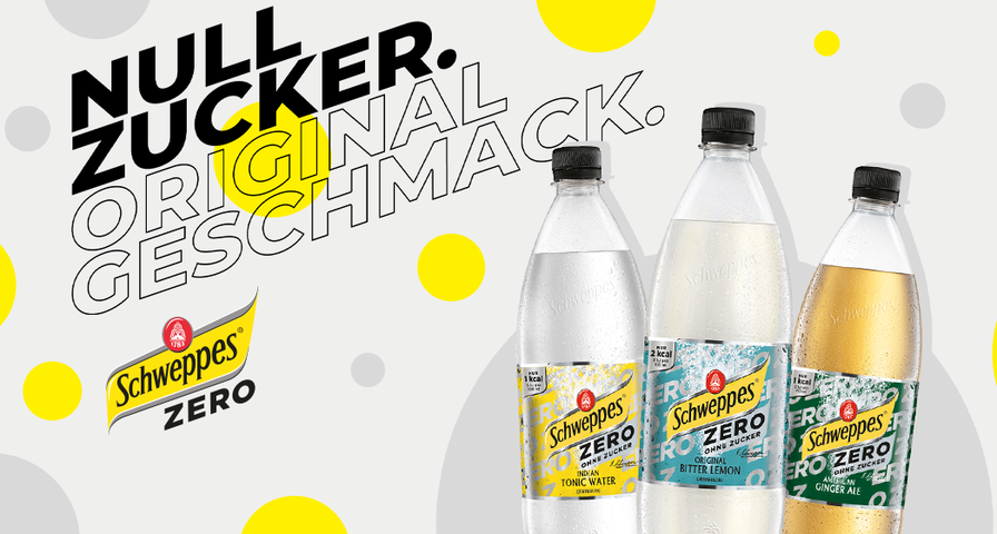 Schweppes ZERO - Null Zucker. Original Geschmack. Schweppes ZERO - Null Zucker. Original Geschmack.