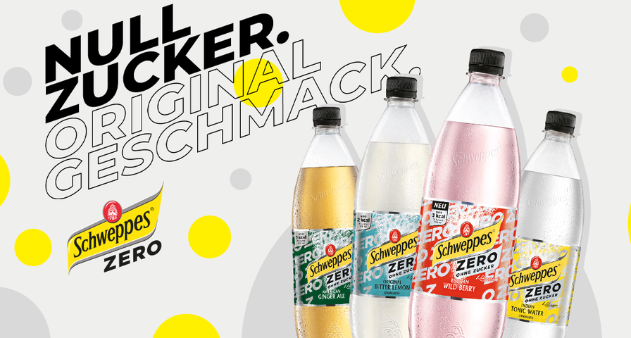 Schweppes ZERO - Null Zucker. Original Geschmack. Schweppes ZERO - Null Zucker. Original Geschmack.