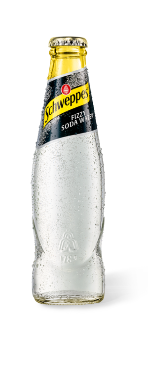 0,2 Liter Alice Flasche Schweppes Soda Water.