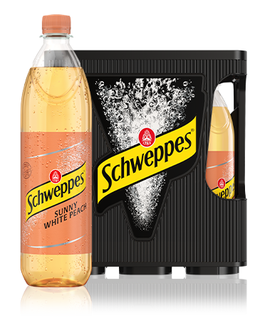 1,0 Liter Flaschen Schweppes White Peach im 6er-Kasten.