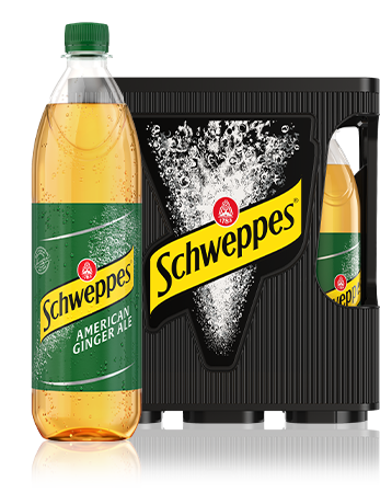 1,0 Liter Flaschen Schweppes American Ginger Ale im 6er-Kasten.