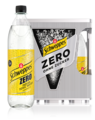 1,0 Liter Flaschen Schweppes Indian Tonic Water Zero im 6er-Kasten.