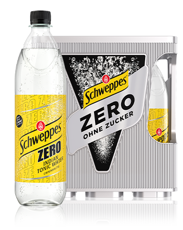 1,0 Liter Flaschen Schweppes Indian Tonic Water Zero im 6er-Kasten.