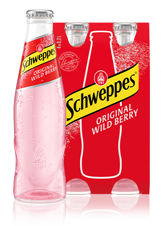 0,2 Liter Flaschen Schweppes Original Wild Berry im 4er Mehrwegpack.