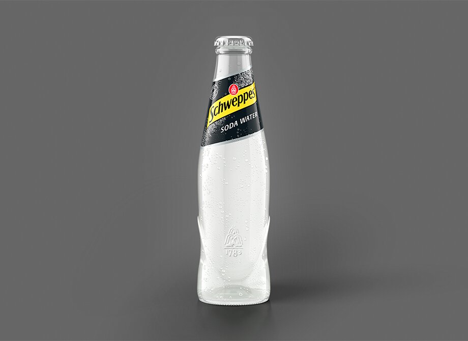0,2 Liter Alice Flasche Schweppes Soda Water.