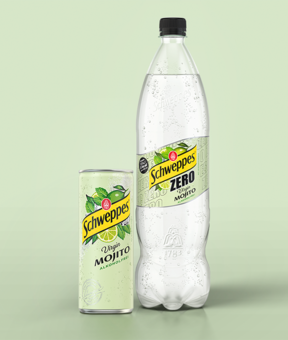 Schweppes Virgin Mojito –  0,33 Liter Dose neben 1,25 Liter Flasche, alkoholfrei.