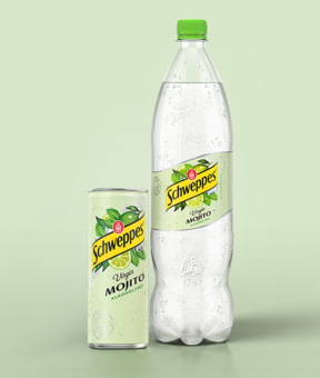 Schweppes Virgin Mojito –  0,33 Liter Dose neben 1,25 Liter Flasche, alkoholfrei.