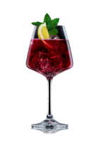 Martini Pomegranate im Weinglas mit Zitronenspalte und Minze, verfeinert mit Schweppes Pomegranate.